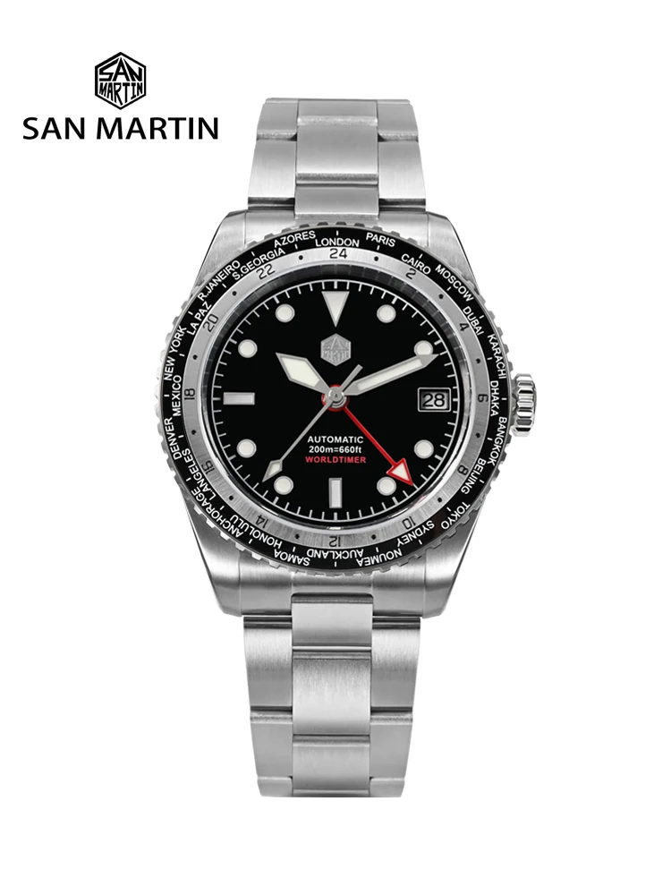 

San Martin 2023 New Men Watches Luxury Sports Diving Watch Japan NH34 GMT Business Automatic Mechanical Sapphire Waterproof 200m