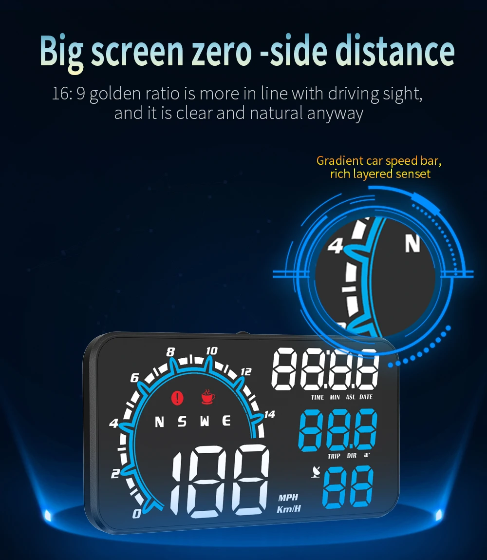 Happy Date Digital GPS Speedometer, Universal Car HUD Display with Speed  MPH, Altitude, Driving Distance, Overspeed Alarm, HD Display, for All  Vehicles 