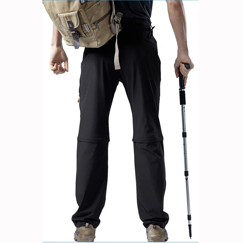Men's Summer Detachable Quick-drying Hiking Pants Outdoor Multi-pocket Stretch Elastic Travel Safari Cargo