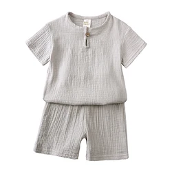 Linen Cotton Baby & Toddler Outfit - 2-Piece T-Shirt and Shorts Set - 4-5Y (120) (1)