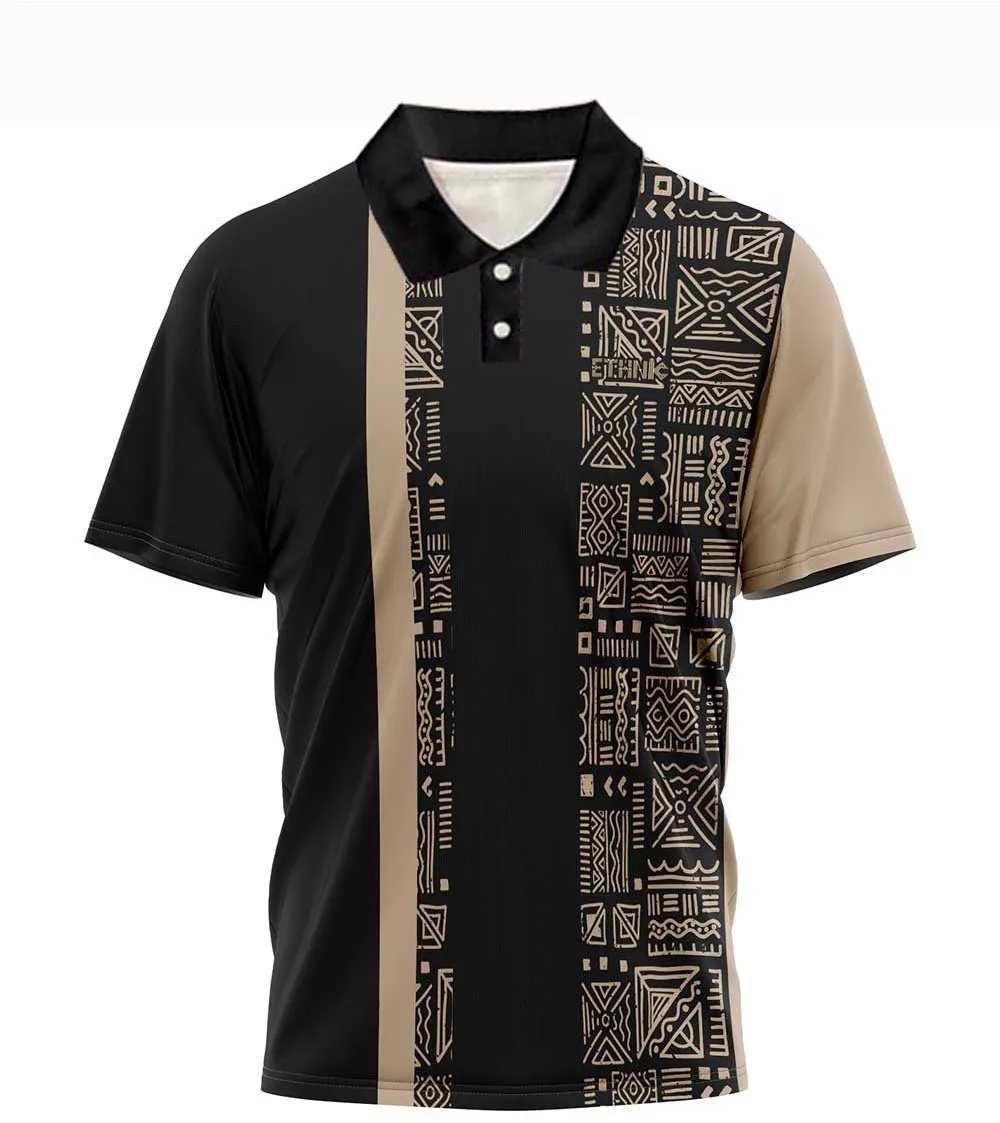خمر العرقية نمط ثلاثية الأبعاد قميص بولو مطبوع للرجال موضة عادية كم قصير تيز الصيف جديد التلبيب القمم المتضخم تي شيرت