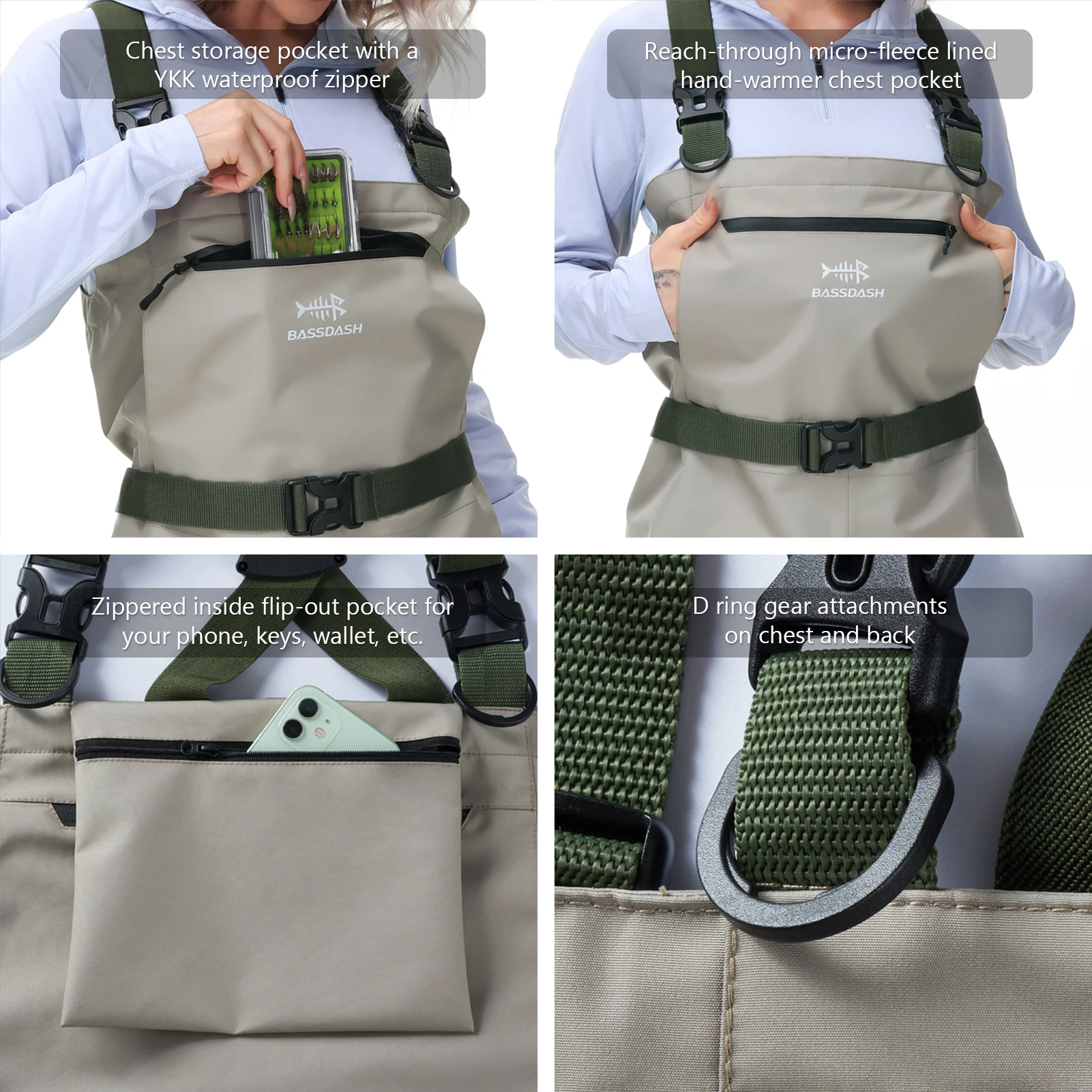 Bassdash IMMERSE Stocking Foot Fishing Waders Women Waterproof Lightweight Chest Wader For Ourdoor Adventure