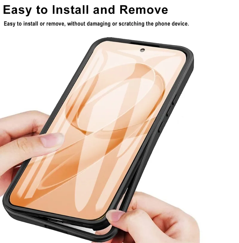 360° Full Coverage Transparent Acrylic Back Case with Shockproof Soft Frame Cover