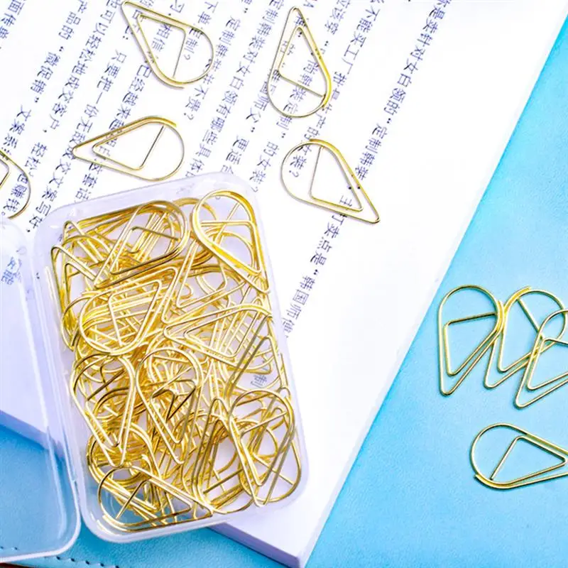 Office Paperclips 100pcs Drop Shaped File Paper Clips Document Wedding Invitation Clip