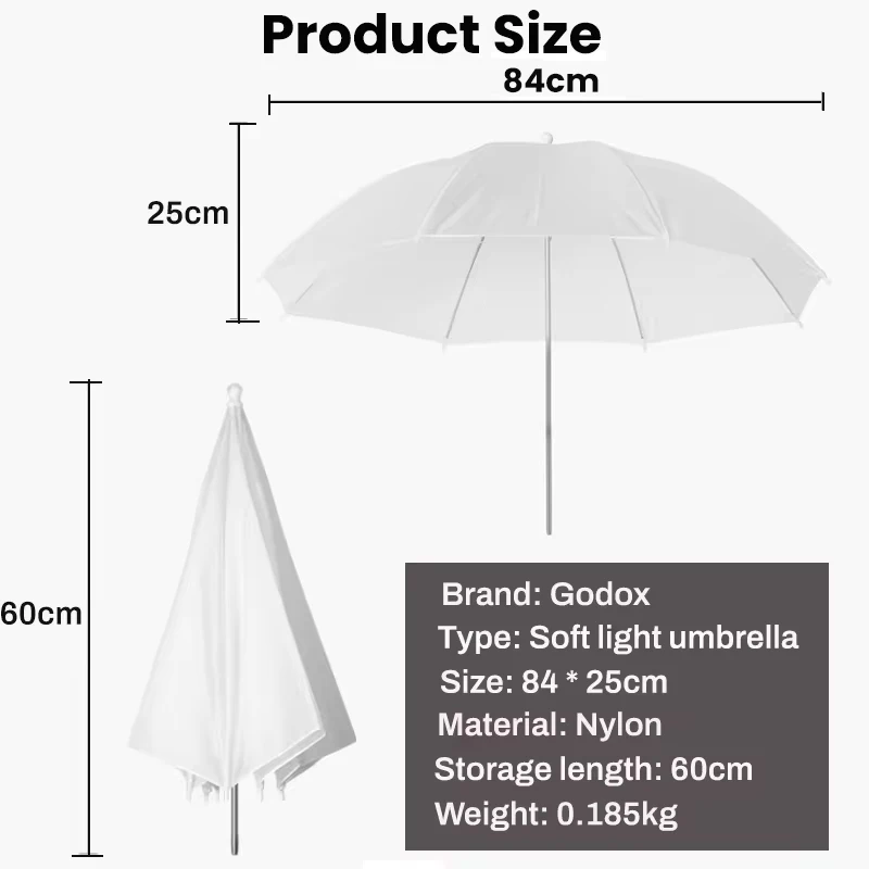 Camera Umbrella Godox 33inch 83cm Photo Studio Umbrella Photography Photo Video Soft Light White Reflector Umbrella Without Stand 3 Color