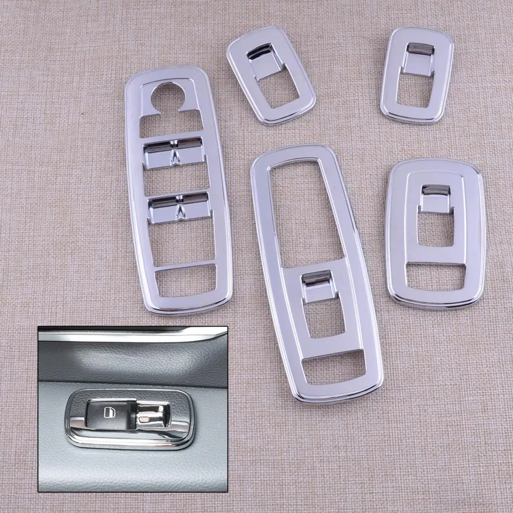 

5pcs/Set Chrome Silver ABS Car Interior Window Lift Switch Button Decor Cover Trim Fit for Dodge Ram 1500 2018 2019 2020