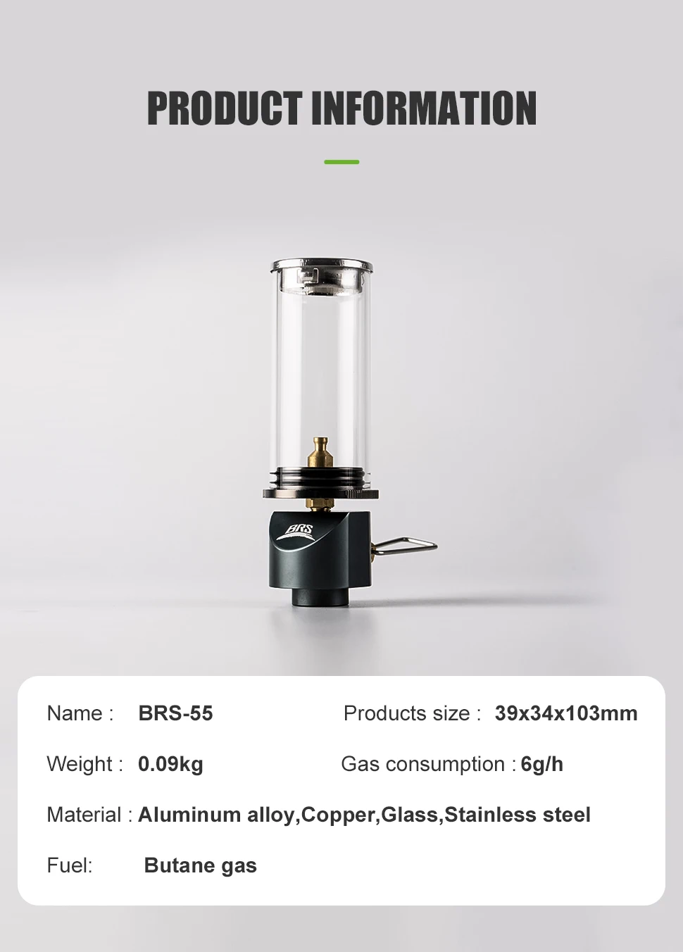 BRS-55 Traumhafte Kerze Lampe Mini Winddicht Butan Gas Camping Laterne Outdoor Camping Liefert Tourist Zelt Beleuchtung Ausrüstung – Detail 2