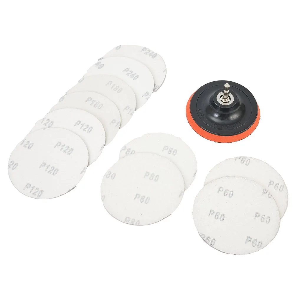Sanding Disc 4 Inch 100mm Hook & Loop Sand Paper 60-240 Grit Backing Pad M10 Drill Adaptor 12 PCS Set