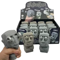1PC Slowly Rebounds Moai Statue Squeeze Eyes Interested Expression Relaxes Stress Children's Gift Stone Man Releases Stress Toy 1