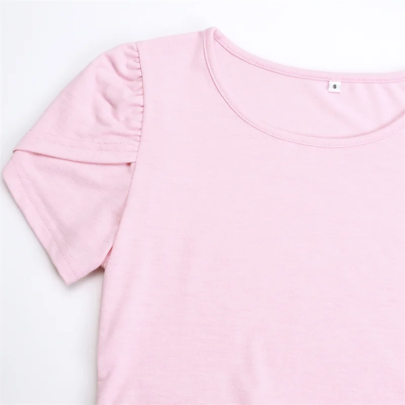 Maternity T-Shirt Summer Short Petal Sleeve T Shirt Ruched Side Pregnancy Clothes Women Tunic Tops Casual Basic Tees 4