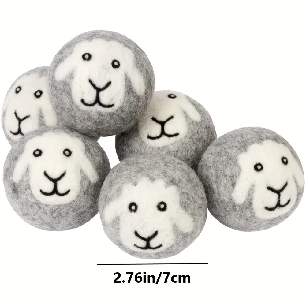 3pcs Organic Wool Dryer Balls Reusable Natural Fabric Softener for Laundry Grey Sheep Laundry Balls for Dryer Reduce Drying Time