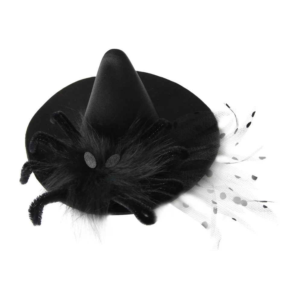 

Hat Hair Clip Barrettes Cloth Black Hairpin Spider Costume Gothic Hairdress for Scary Party Masquerade Adorn
