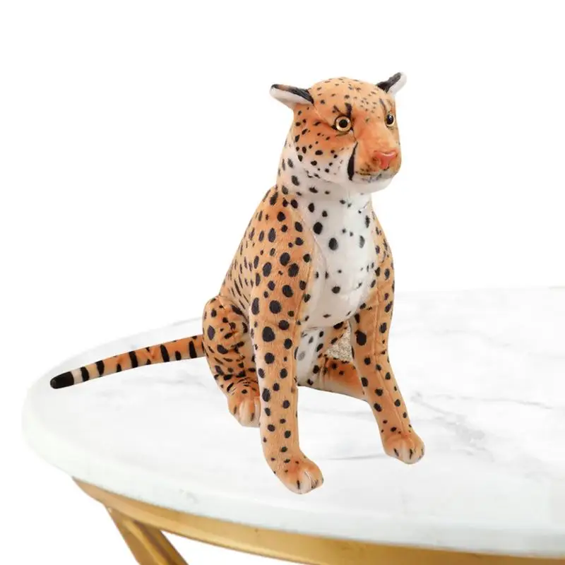 Soft Leopard Plush Toy Simulation Leopard Animal Soft Plushies Toy Soft Snuggly Playtime Companions Gift Desktop Companions