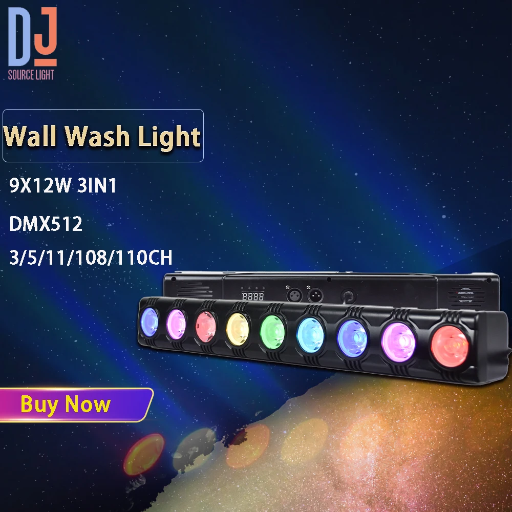 9 X12W Wall Wash Light High Brightness Race Horce Effects Controllo Vocale Dmx512 Per Dj Disco Party Show Stage Effects Lamps