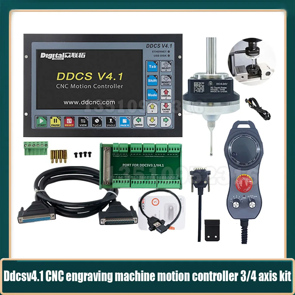 Ddcsv3.1 Aggiornamento Ddcs V4.13/4 Axis Offline Cnc Controller + V5/V6 Anti-Roll 3D Touch Probe Edge Finder Compatibile Con Mach3 + Mpg