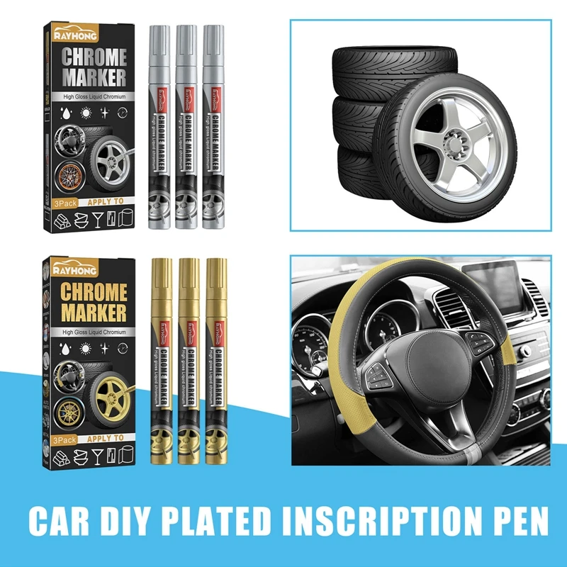 

3 PCS Car Tire Graffiti Paint Pen Waterproof Non-Fading Tire Paint Pen Non-toxic Durable Marker Pen Auto Tyre Letters Repair Pen