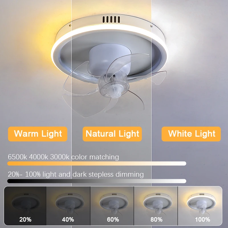 Plafondventilator met Licht, 30W Dimbare