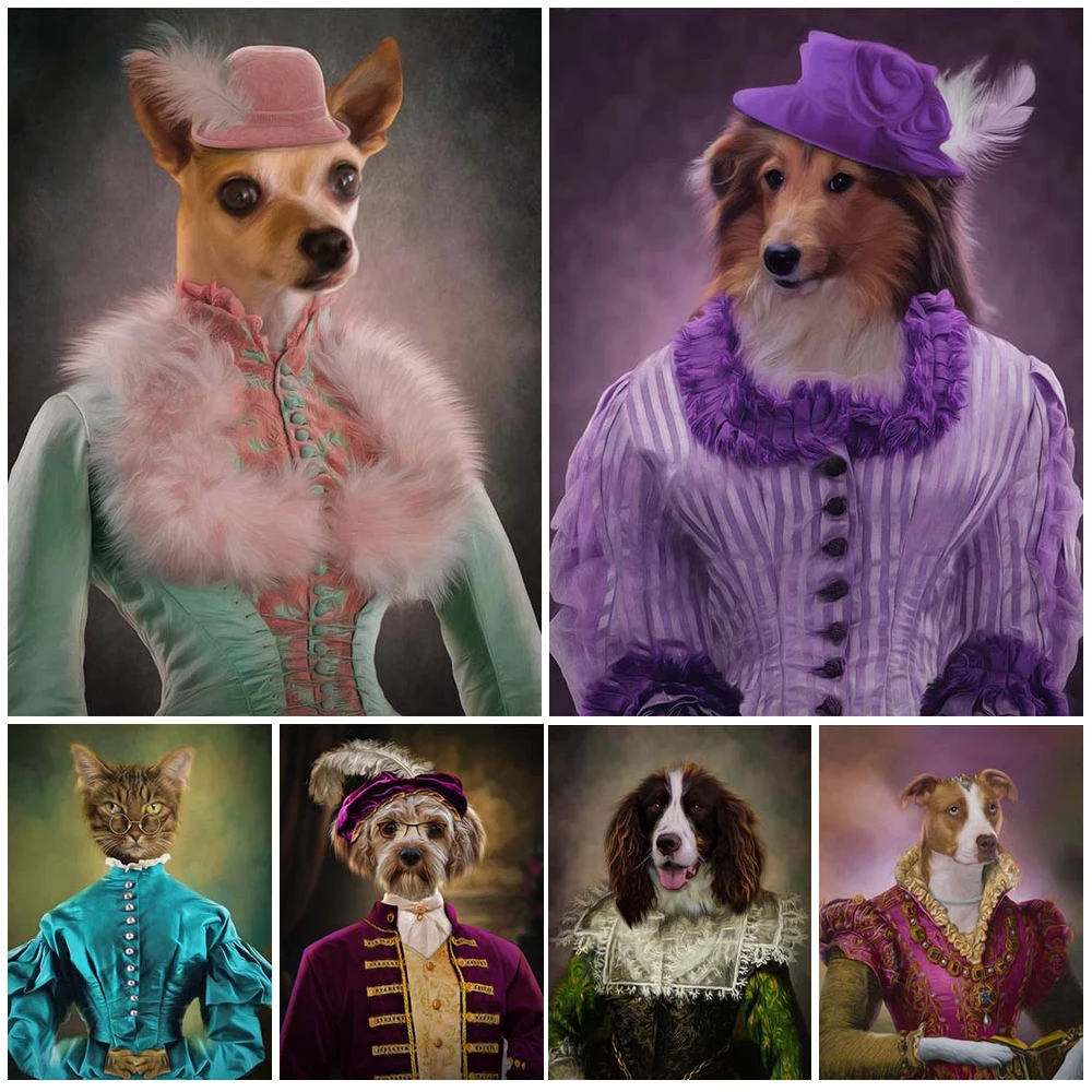 

Animal Pet Dog Cat Women Posters Wall Pictures For Living Room Nordic Poster Wall Art Canvas Painting Home Decor Unframed