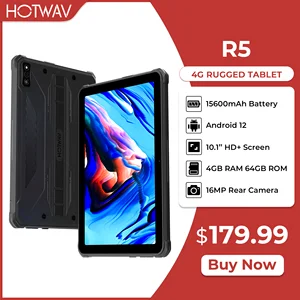 HOTWAV Tablettes Incassable R6 Pro 15600mAh Batterie Tablette Tactile 10.1  Pouces Android 12 Tablette，IP68/IP69K, 8GO+128GO(SD 1TB) 8 Cœurs, Caméra