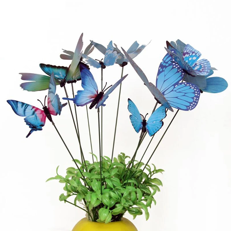 Butterfly Metal Stakes Outdoor Yard Lawn Planter Garden Decor Butterflies 12Pcs