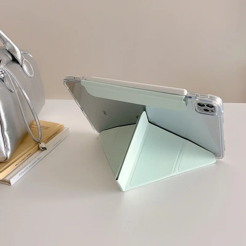 Premium Leather Stand Clear Tablet Cover - Durable Transparent Hard Protector