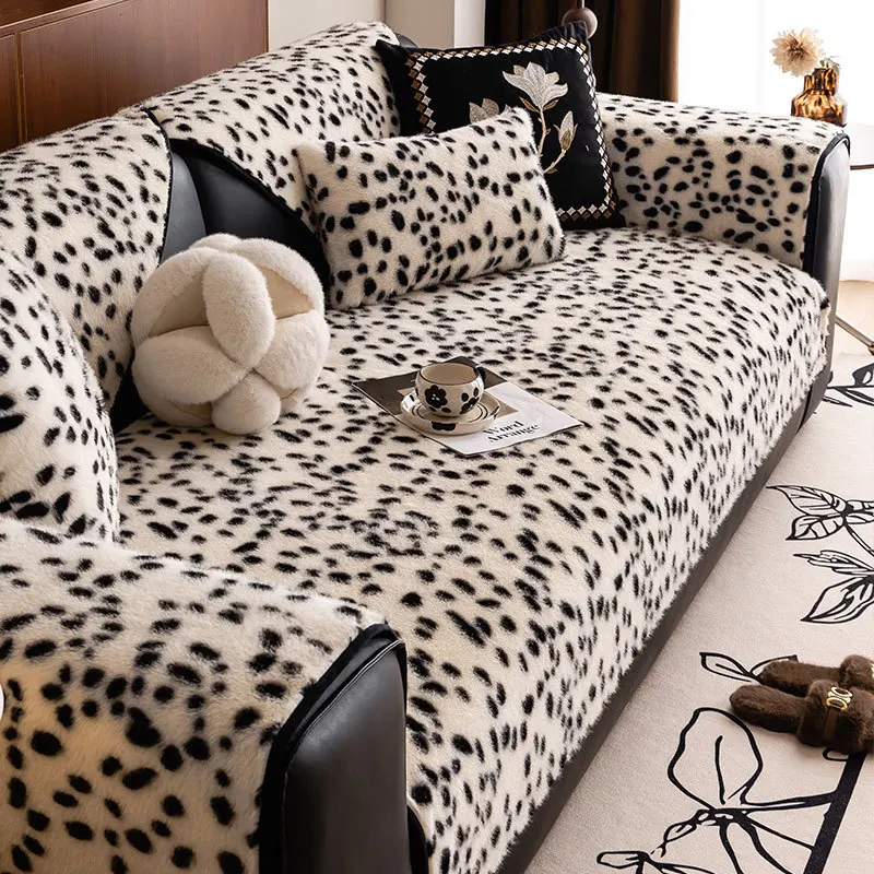 Luxury Leopard Print Sofa Cushion Autumn Winter 2024 New Thickened Anti Slip Straight Line Cushion For Winter Sofa Cover Fabric 2