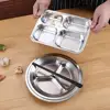 Practical  Food Plate BPA Free 2/3/4/5/6 Grids Thicken Divided Plate Easy Clean Rustproof Dinner Plate for School 3