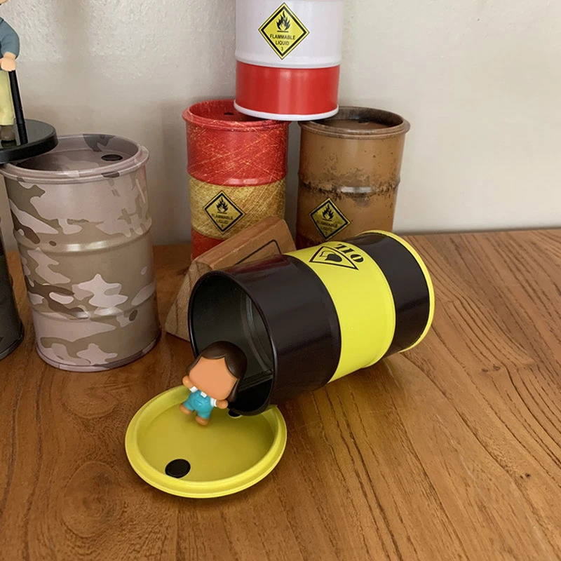 Simulated Compact Metal Fuel Tank Storage Container Desktop Organizer Creative Mini Desk Figure Miniature Accessories Container