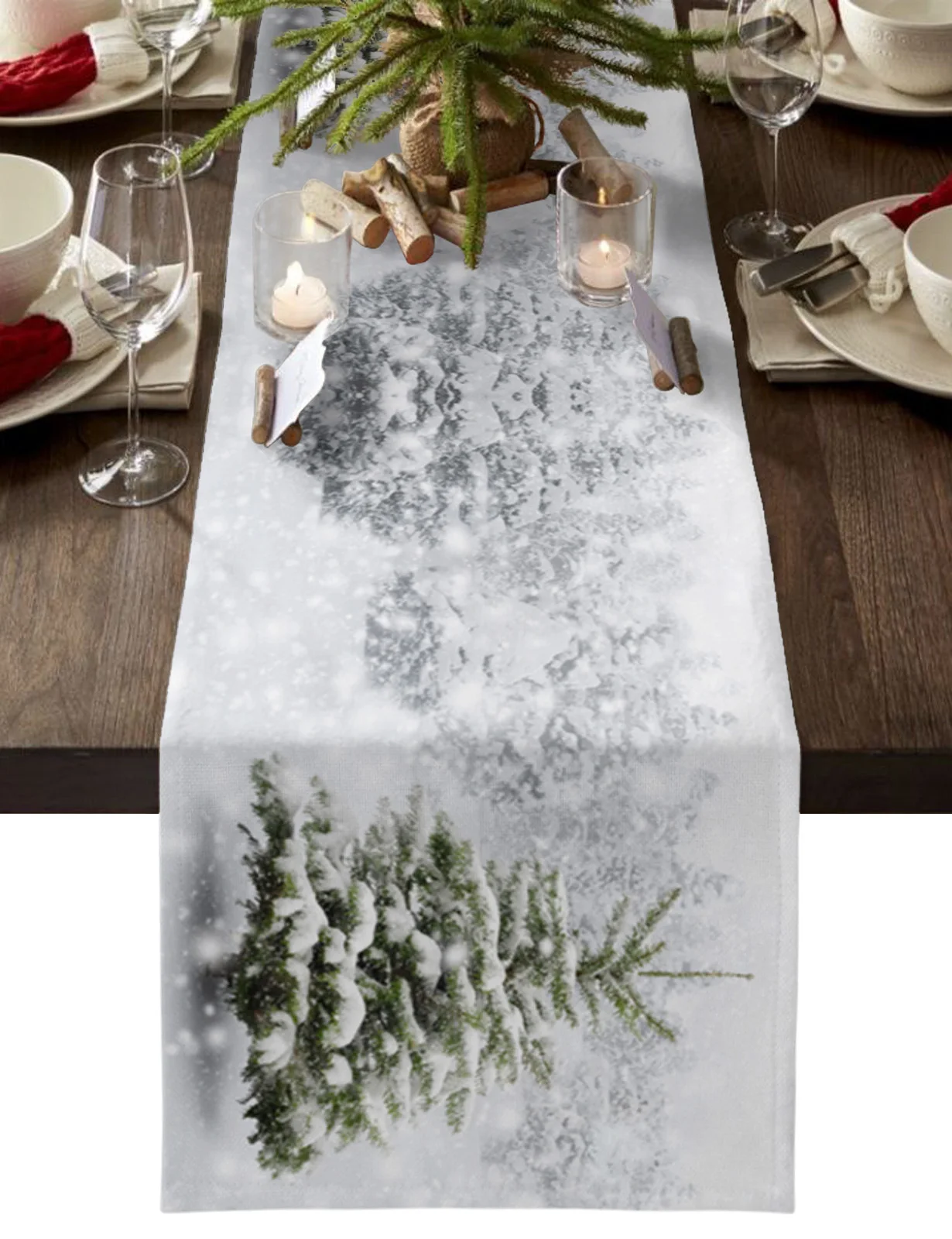 Natale Neve Albero Di Natale Runner Da Tavola Natale Tavolo Da Pranzo Decor Tovaglia Decorazioni Per Feste Di Matrimonio Runner Da Tavola