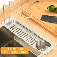 Kitchen Telescopic Storage Rack Sink Organizer Rack Telescopic Faucet Organizer Towel Sponge Storage Adjustable Storage Rack 1