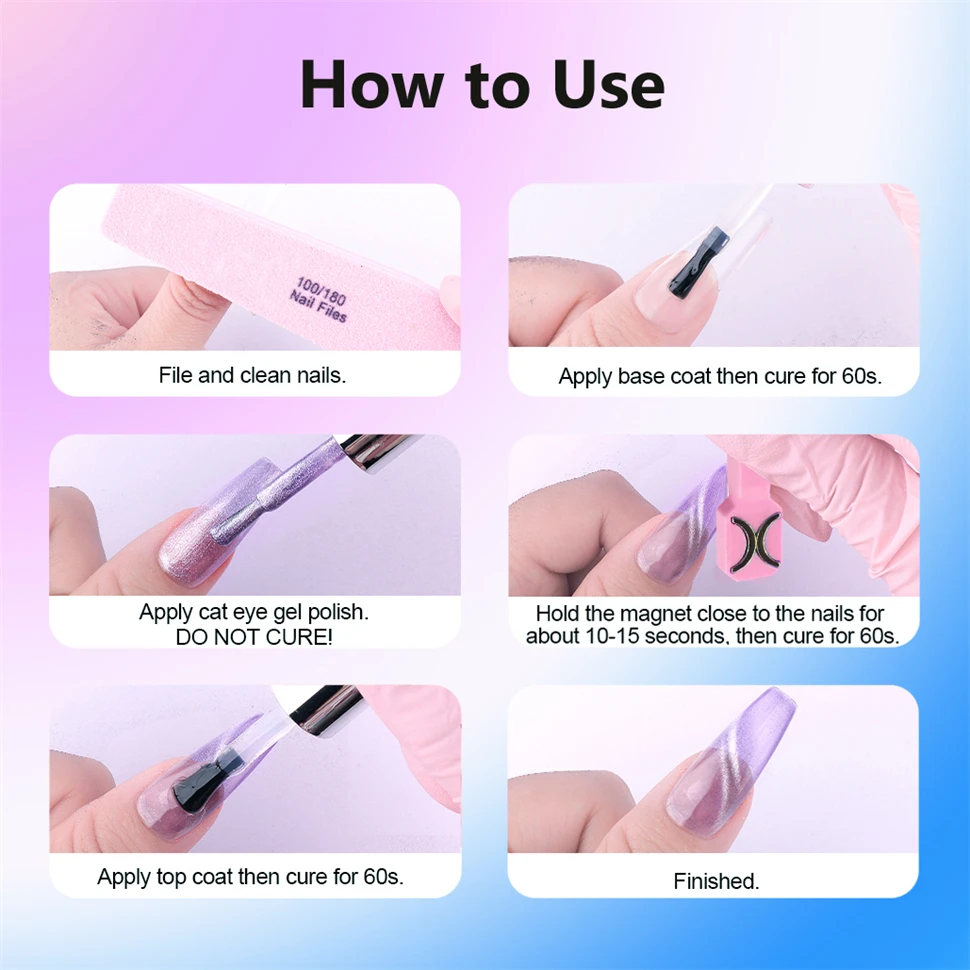 Strong Cat Eye Magnet for Nails Gel Polish 3 in 1 Cateye Magnetic Tool for Nail Art Cat Eye Nail Tool Magnetic Nail Art Tools Magnetic Nail Tools