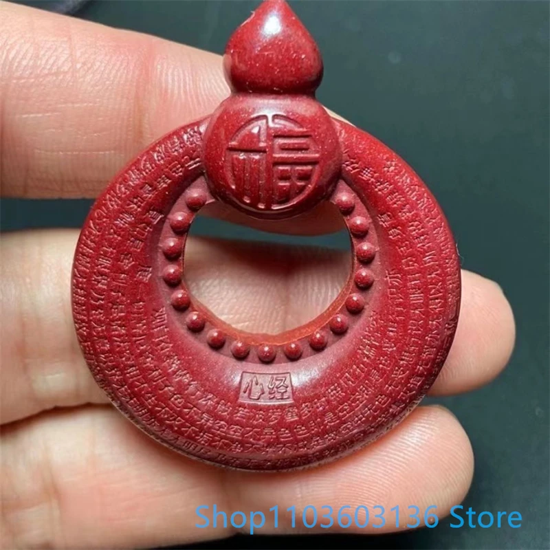 

Двусторонний циннабар, ручная работа, буддийские Писания, мужской и женский кулон, высокое содержание, искусственное ожерелье в стиле ретро