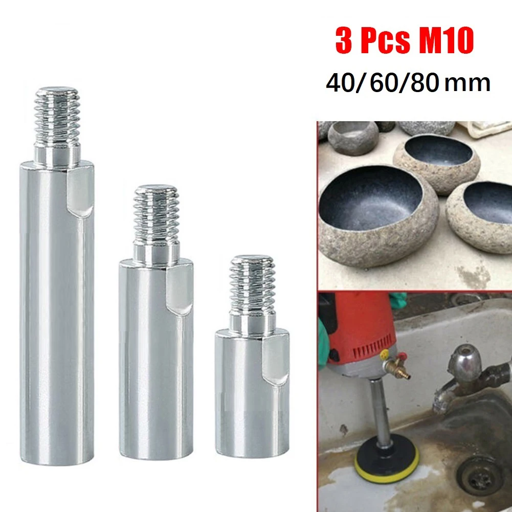 3pcs Angle Grinder Polisher Extension Connecting Rod For Grinding Polishing Extension Rod M10 Thread Adapter Shaft Silver 3pcs wood handle stainless steel wire brush copper brush for industrial devices surface inner polishing grinding cleaning