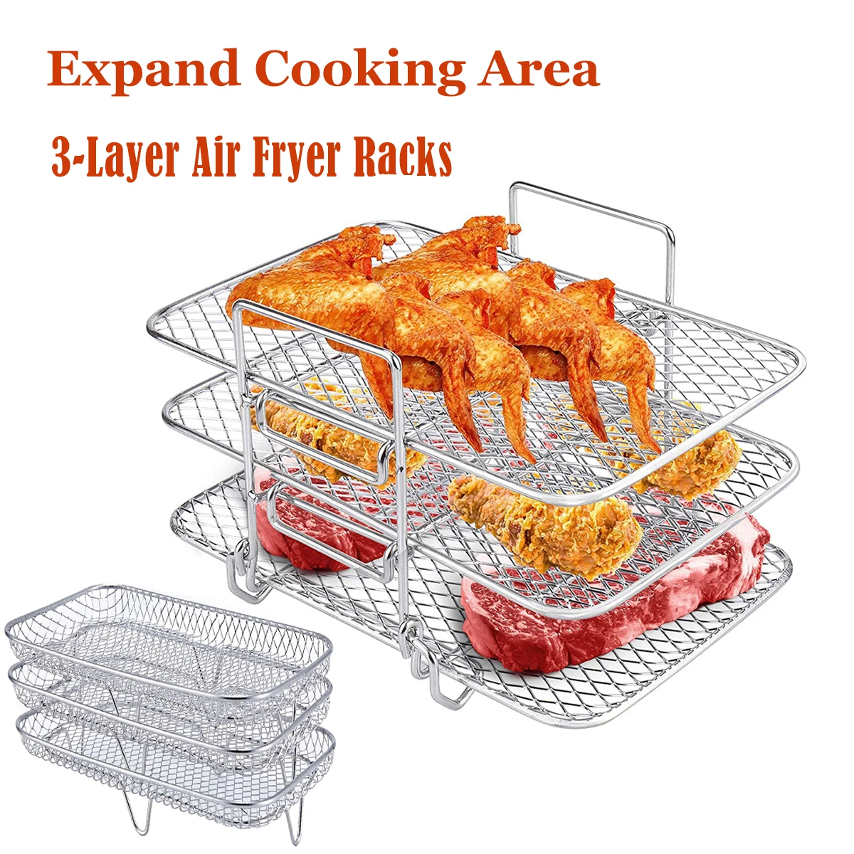3-Layer Stainless Steel Air Fryer Racks Accessories