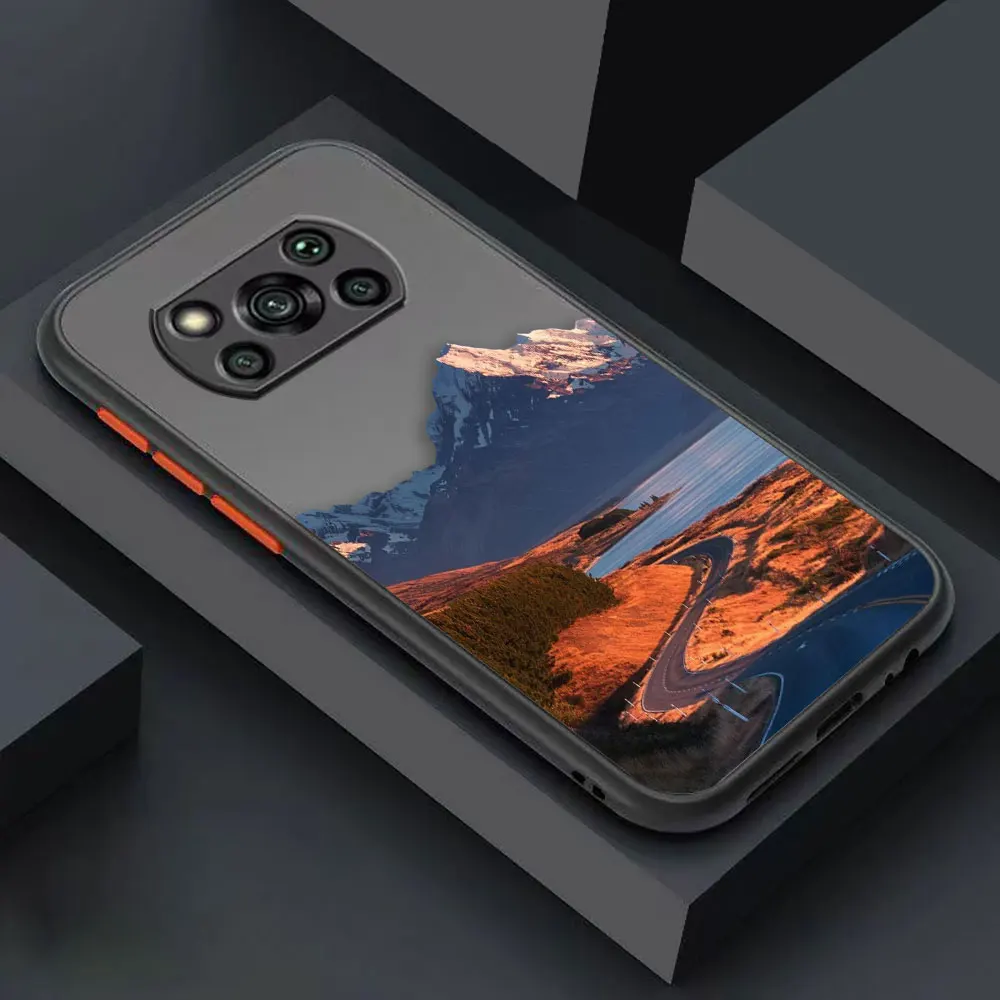 thumbnail image 1 of Matte Case for Xiaomi POCO X4 X3 X2 M4 M3 M2 F4 F3 GT F2 C40 PRO 4G 5G A3 MIX4 CIVI Case Funda Art hand-Painted Mountain Scenery, 1 of 5