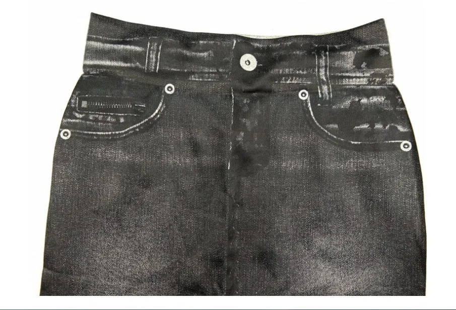 Imitation Denim Casual Lange Leggings Farbstoff Hohe Taille Elastische Alle-spiel Sport Gym Bleistift Hose Für frauen Kleidung dünne Grundlegende – Detail 13