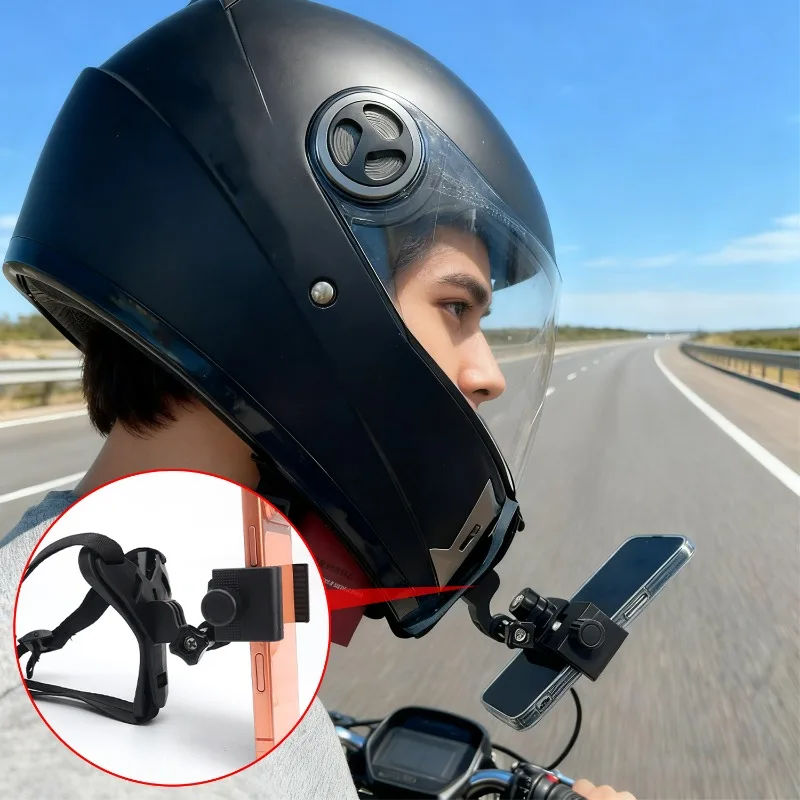 Helmet Strap Mount For Gopro Hero 12 11 10 9 8 7 6 5 4 3 Motorcycle Yi Action Sports Camera Mount Full Face Holder Accessories
