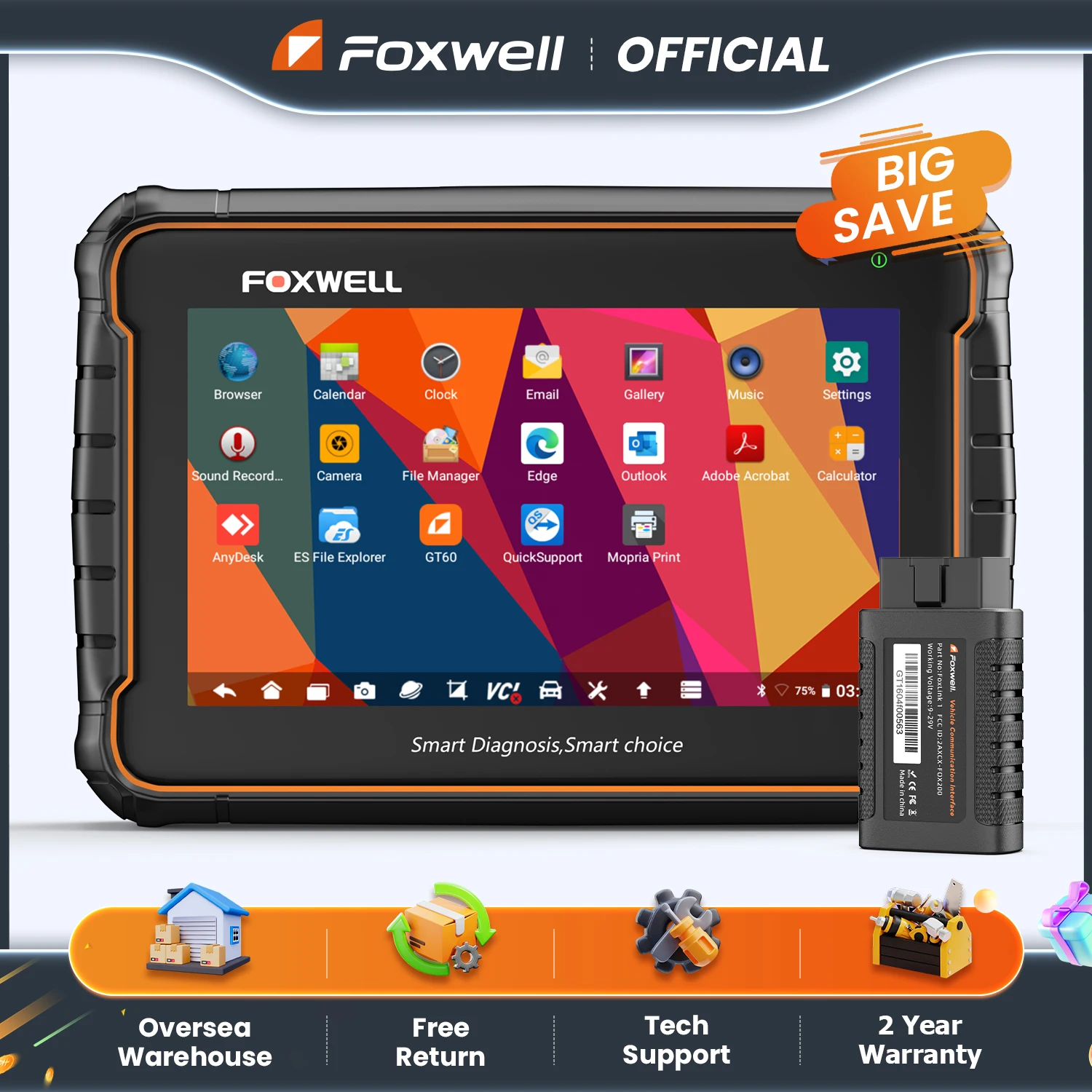 FOXWELL GT60 OBD2 Diagnostic Tool All System Bi-directional Car Code Reader 24 Reset Professional OBD 2 Automotive Scanner