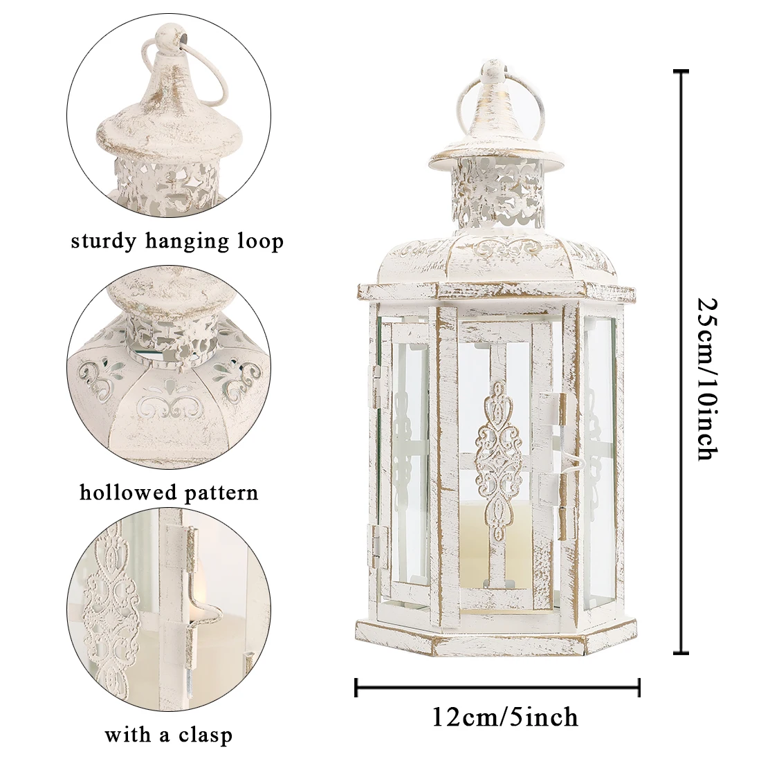 Decorative Candle lantern-10inch High Vintage Style Hanging