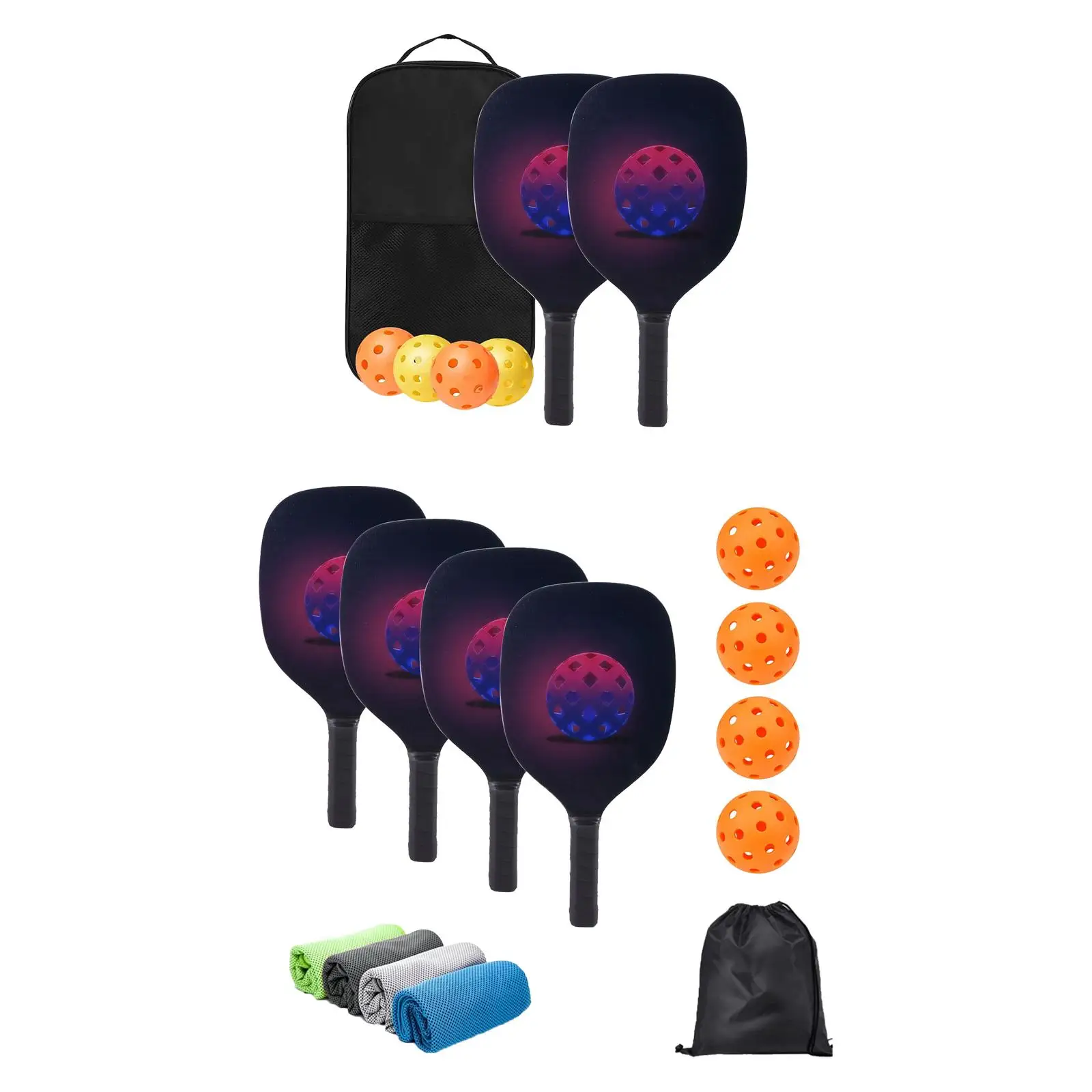 

Portable Pickleball Paddles Set Rackets Carry Bag with 4 Balls Comfort Grip Wood Lightweight for Beginners Outdoor Men Training