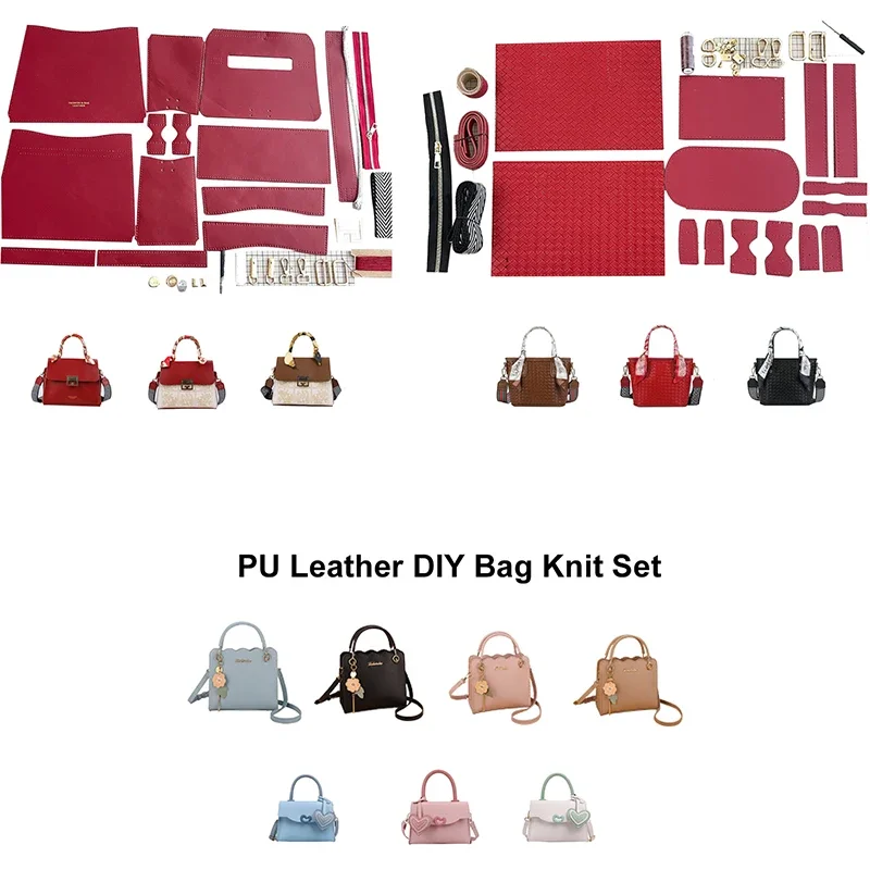Hand Stitching DIY Leather Bag Making Kit Bag Easy Handcraft Shouler Bag Straps and Kintting