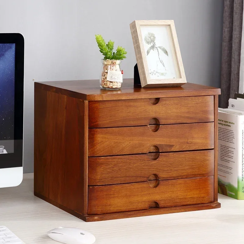 Desktop Storage Box &ndash; Wooden Drawer Organizer, Lipstick and File Storage, Desk Cabinet, Monitor Stand Increase Rack
