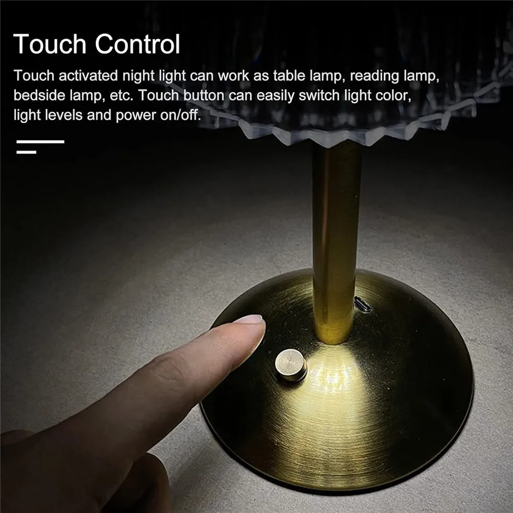 LED Table Lamp Touch Sensor Dimmable Desktop Night Light Rechargeable Wireless Reading Lamp for Hotel Bar Bedroom Decor Light 6