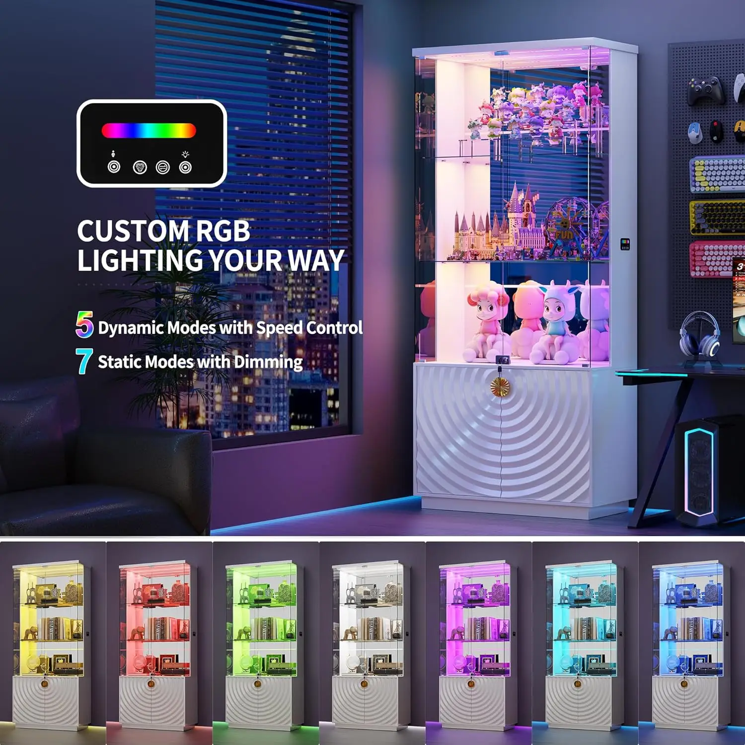 LED Glass Display Curio Cabinet 4
