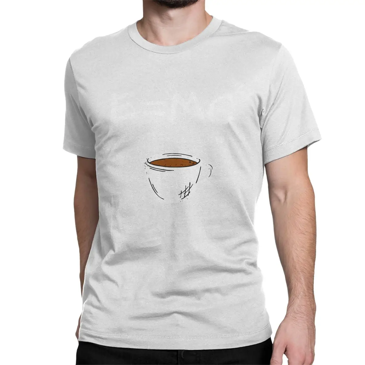thumbnail image 1 of Camisetas de algodón para hombre y mujer, con cuello redondo y manga corta, con fórmula física E = MC2, de energía=leche+café., 1 of 7