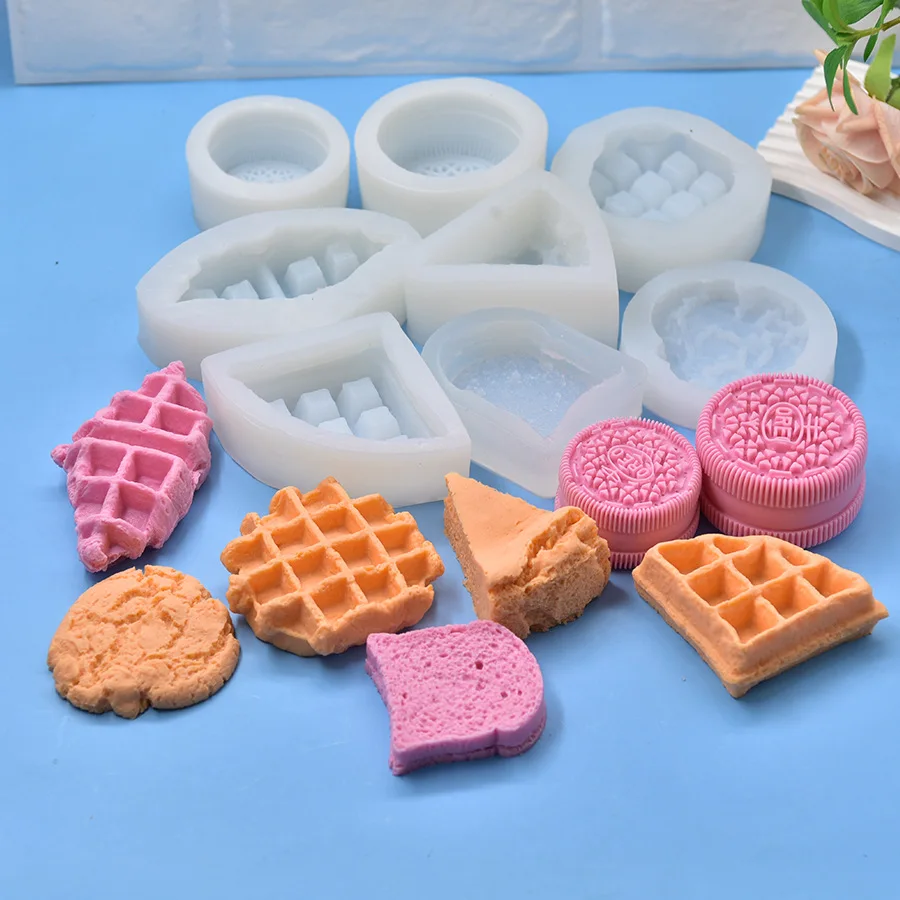 DIY Simulation Waffle Candle Silicone Mold Fondant Cake Decor Tool Plaster Aromatherapy Soap Chocolate mochi squishy toy mould
