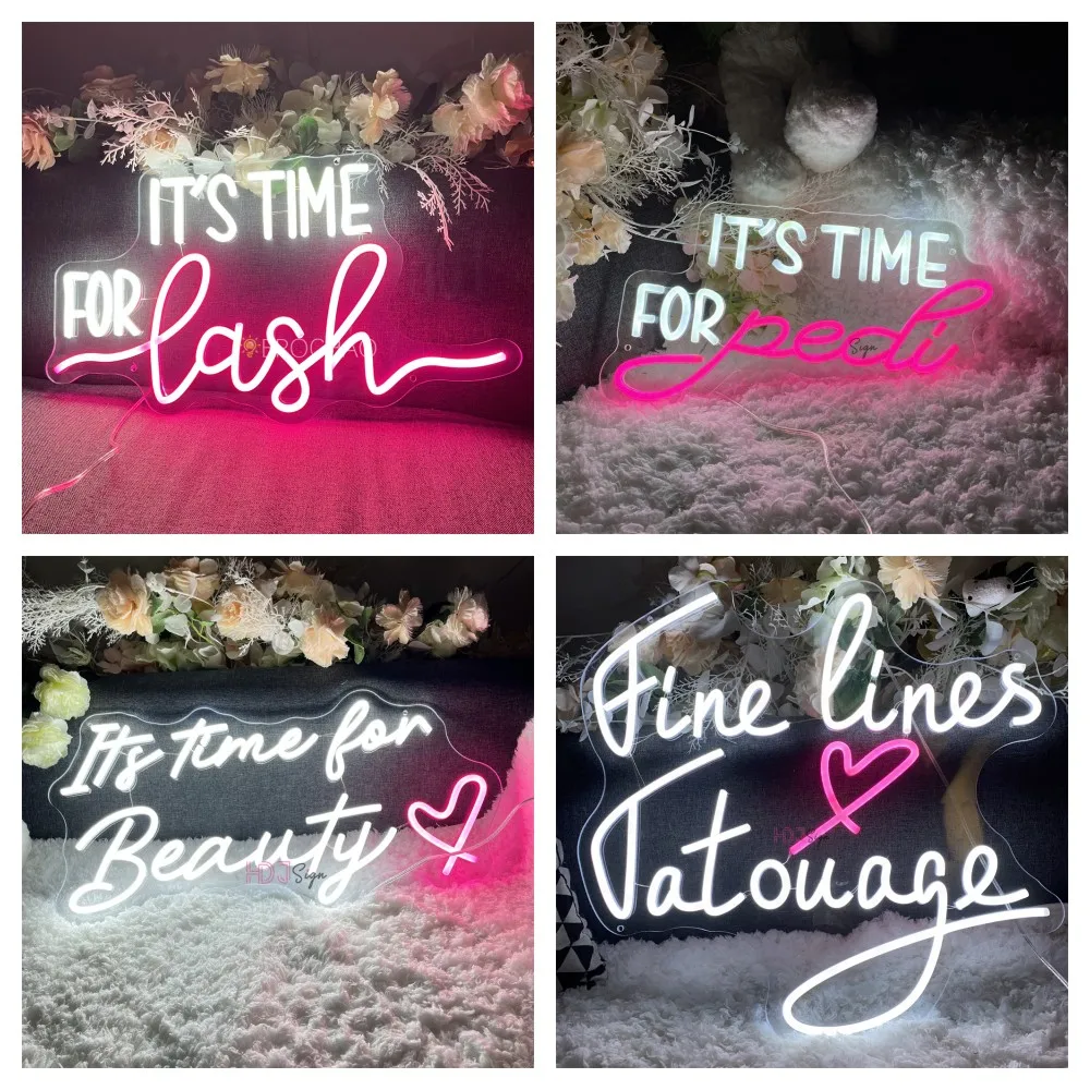 Neon Led Sign It's Time for Lash Beauty Room Wall Decor Custom Neon Sign LED Night Lights USB Beauty Salon Decoration Signboard custom neon 40x23cm beauty salon led neon sign lights hair lashes nails brows room decoration art wall hanging neon lights sign