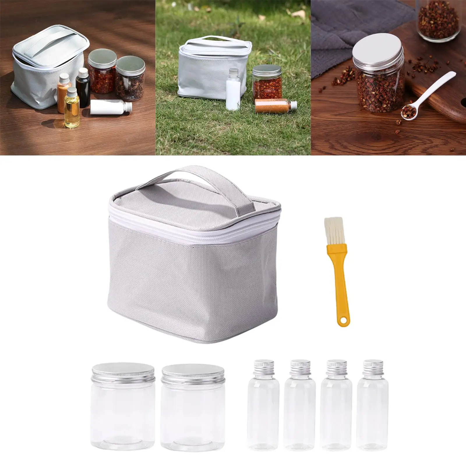 6 Pieces Portable Cruets Seasoning Bottle Salt and Pepper Shakers Tableware Spice Jars for