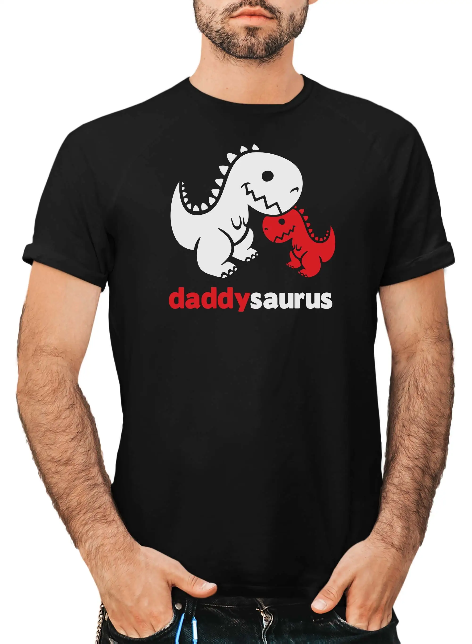Симпатичная футболка DADDYSAURUS с изображением динозавра, подарок на день отца для папы