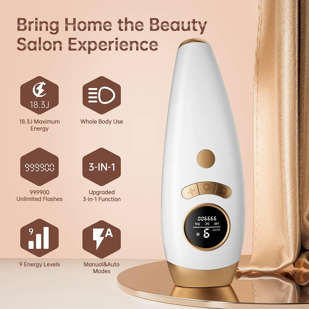 Aopvui Laser Hair Removal Device for Women and Men, IPL Permanent Hair Remover 999900 Flashes for Arm Leg Back Whole Body Us 5